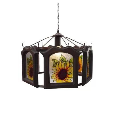 Lámpara Cocina Herraje Madera Girasol