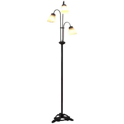 Lámpara De Pie Tulipán 3 Luz Vidrio Café